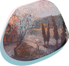 quadro in stile puntinista del pittore Bordoni