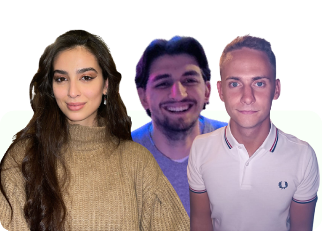 Zarina, Luca ed Alessio, le altre tre componenti del gruppo che si spalleggiano a vicenda