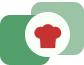 Icona che mostra un cappello da chef rosso stilizzato