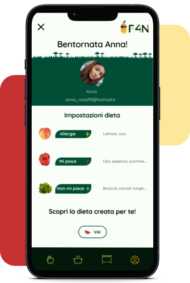 Schermata dell'applicazione per la personalizzazione del profilo