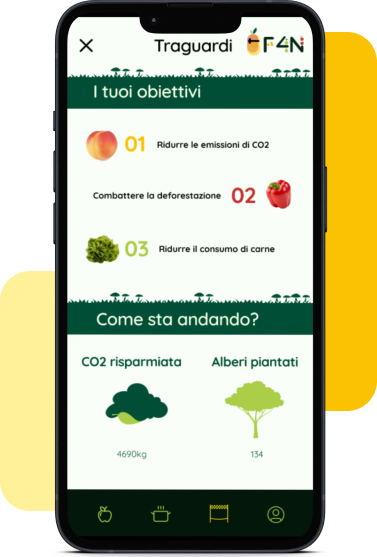 Schermata dell'applicazione con i traguardi raggiunti dall'utente